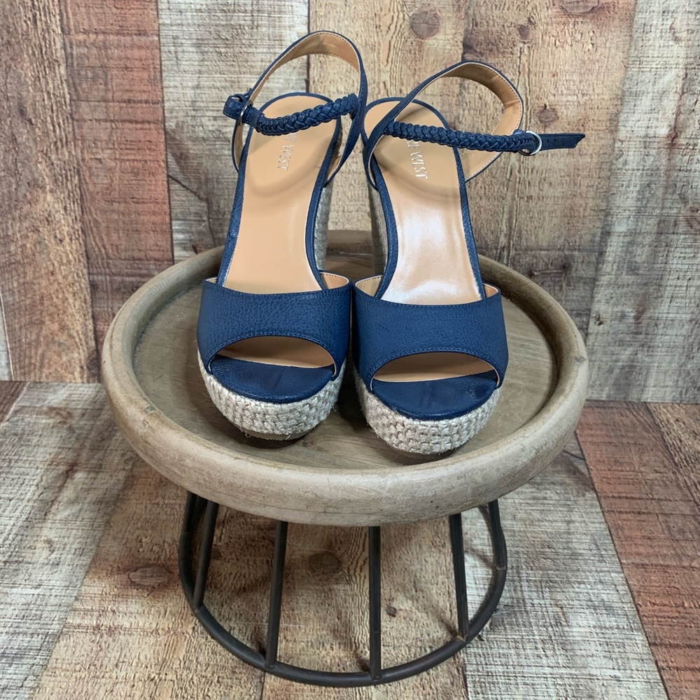 Nine West Navy Wedges with Braided Detail